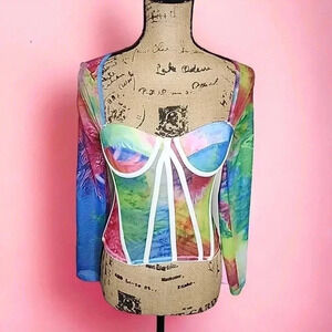 💥 Select $5 Vibes – Don’t Sleep! Akira  Coreset rainbow Sheer shirt. Size small